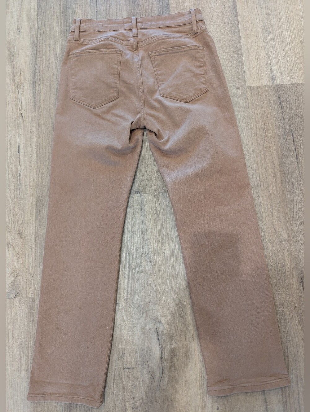 FRAME Straight Leg Mid Rise Jeans Tan Nude - Picture 4 of 7